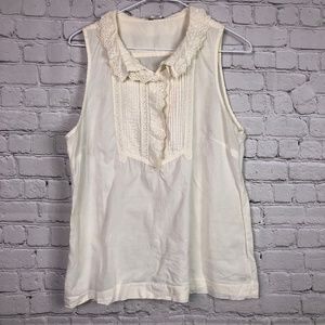 J. Crew Cream Colored Lace Pleat Tank Size 10